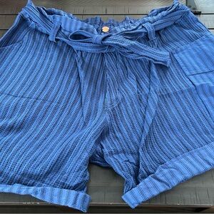 Free People One Harrison Striped Blueberry Combo Shorts Size L